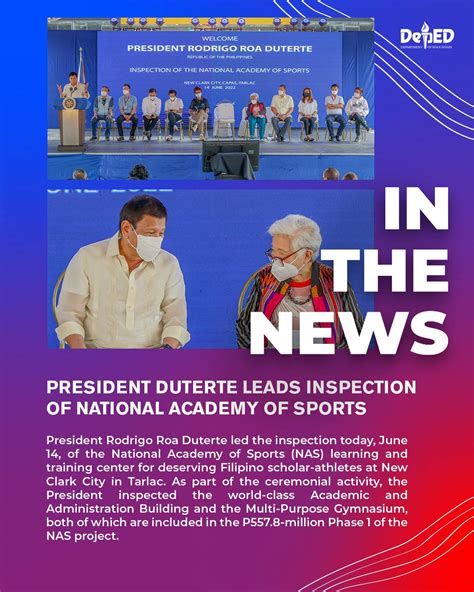 President Duterte leads inspection of National Academy of Sports ...