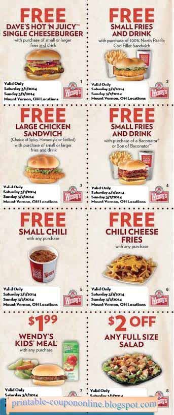 Printable Coupons 2021: Wendys Coupons