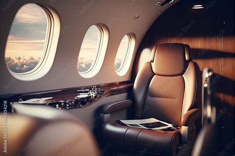 Interior of luxurious private jet with leather seats. Generative Ai ...