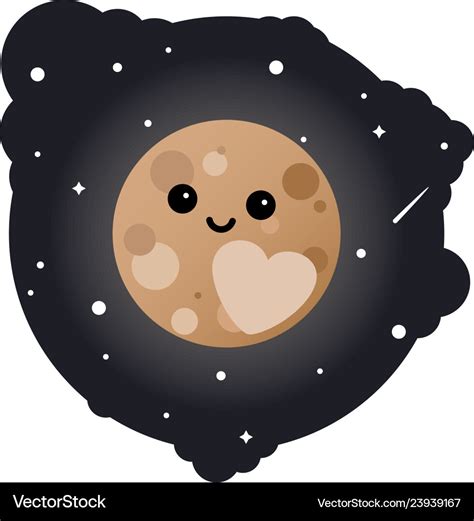 Cartoon dwarf planet pluto in the sky Royalty Free Vector