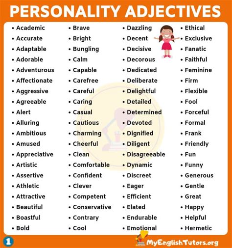 List of 150+ Useful Personality Adjectives in English – My English Tutors