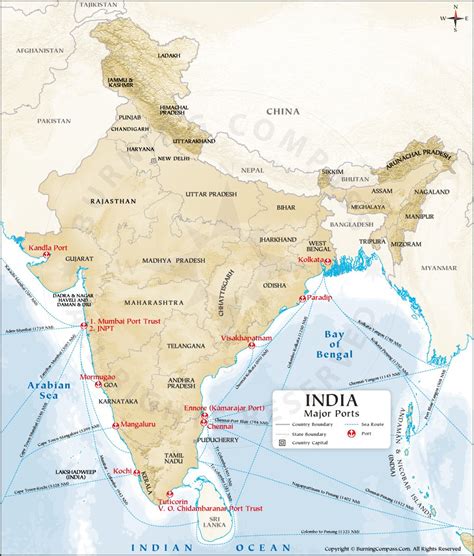 India Major Port Map, India Major Seaport Map