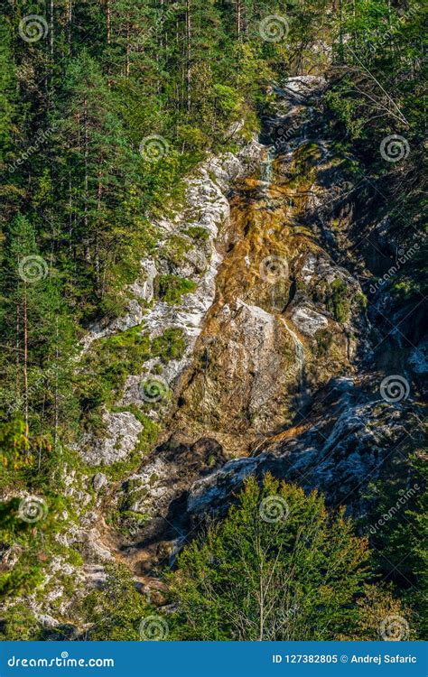 Creek Flowing Over Rocks in Mountains, Small Waterfall Stock Image - Image of national, palenk ...