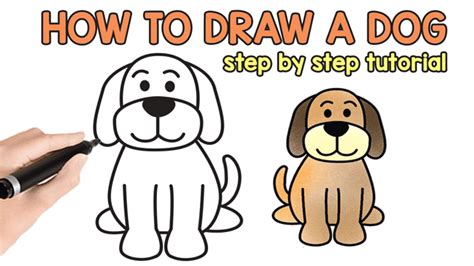 How to Draw a Dog - Step by Step Drawing Tutorial for a Cute Cartoon Dog - Easy Peasy and Fun