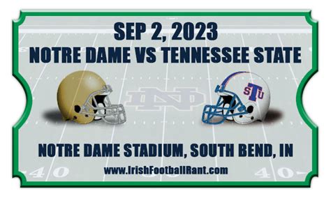 Notre Dame Fighting Irish vs Tennessee State Tigers Football Tickets ...