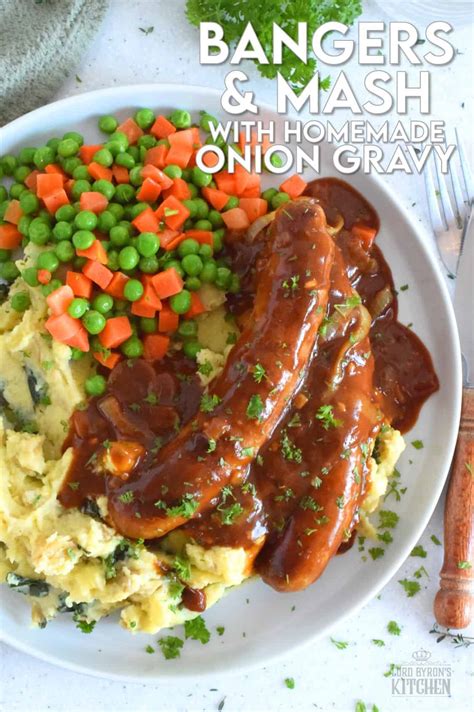 Bangers and Mash with Homemade Onion Gravy - Lord Byron's Kitchen