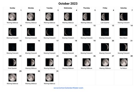 October 2023 Moon Phases Calendar