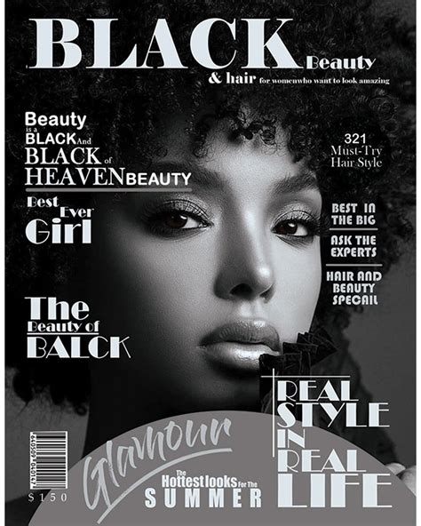 the front cover of black beauty magazine with an image of a woman's face