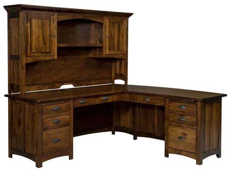 Oakwood L Desk with Hutch | Custom Amish Furniture