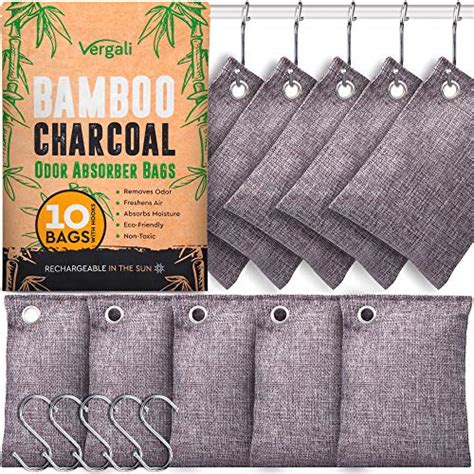 Bamboo Charcoal Bags Odor Absorber 10x100g w Hooks. Nature Fresh Bamboo Charcoal Air Purifying ...