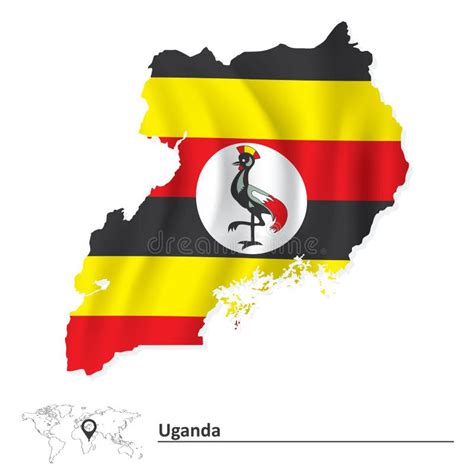 Map of Uganda with flag stock vector. Illustration of bird - 125154040