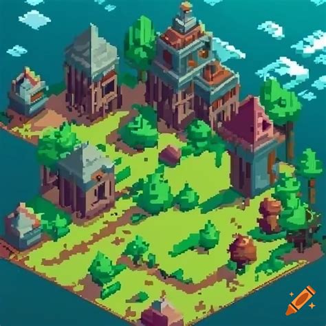 Isometric pixel art background for a jrpg game on Craiyon