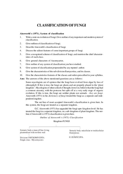 (PDF) Fungi Classification Overview