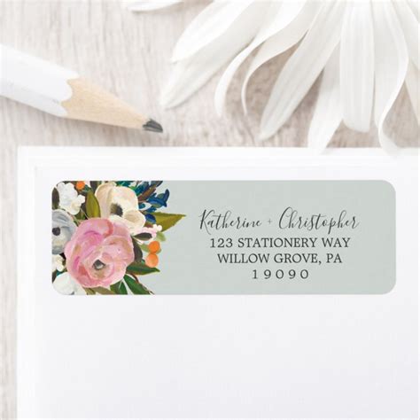 Painted Floral Return Address Label | Zazzle