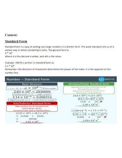 Standard Form - Examples, PDF | Examples