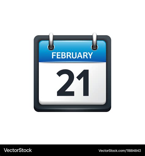 February 21 calendar icon Royalty Free Vector Image