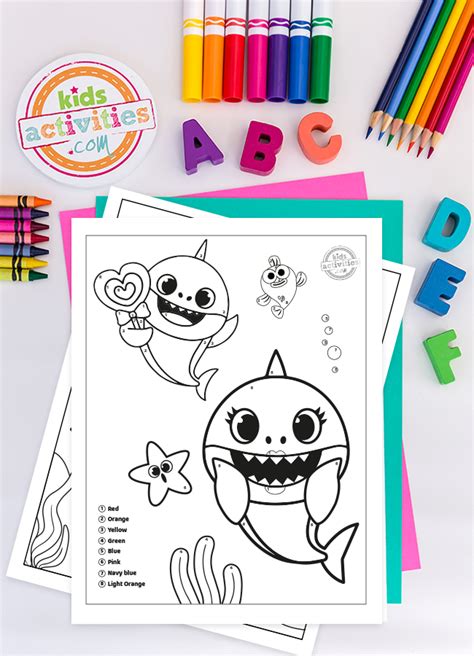 Free Baby Shark Color By Number Printables! Kids Activities Blog