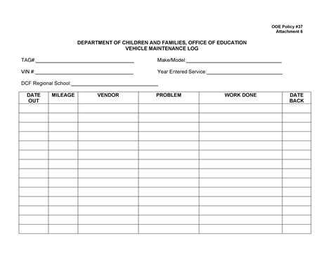 Semi Truck Maintenance Log Template