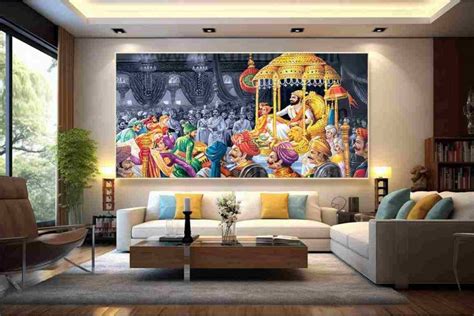 Shivaji Maharaj Darbar Painting On Canvas