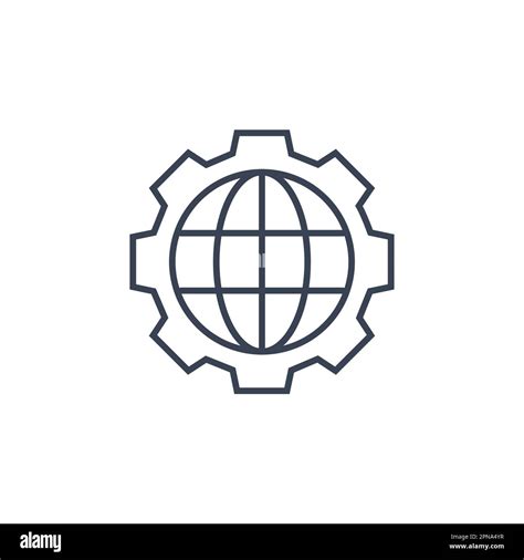 World globe gear line icon. Vector gear globe map illustration line ...