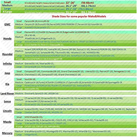 Windshield Sun Shade Hassle-Free Size Chart for Suv Truck Minivan Sunshades Keeps Your Vehicle ...