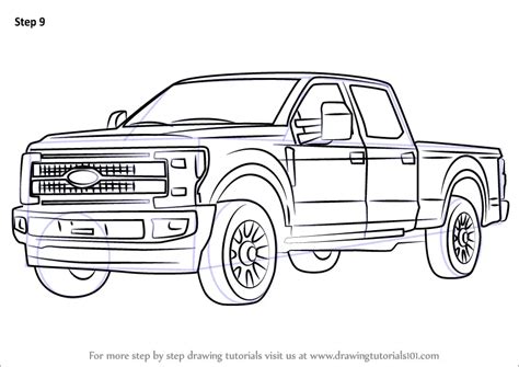 Learn How to Draw Ford F350 (Trucks) Step by Step : Drawing Tutorials