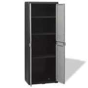 Garden Storage Cabinet Resin Weather Resistant Outdoor Storage Shed with 3 Shelves Black and ...