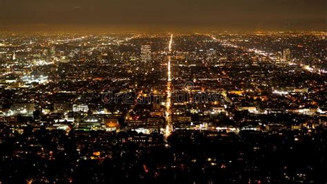 Time Lapse of Los Angeles by Night - Aerial View Stock Photo - Image of ...