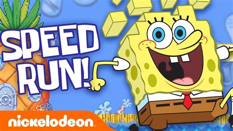 SpongeBob Goes on an 8-Bit Gaming Adventure 🎮 LEVEL 1 | Nick Arcade: Speed Run - YouTube