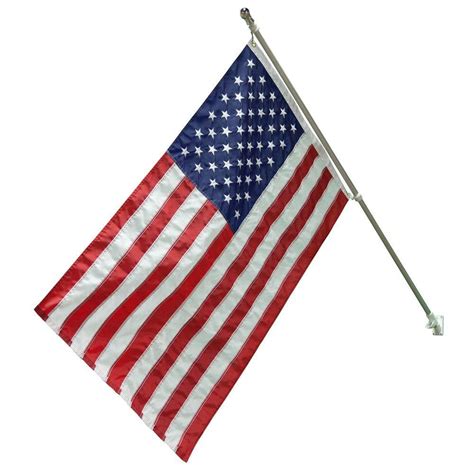 Seasonal Designs 3 ft. x 5 ft. Nylon US Flag with 6 ft. Aluminum Pole and Nylon Bracket US750 ...