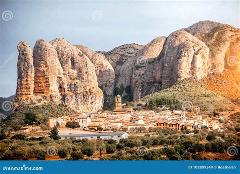 Aguero village in Spain stock image. Image of spain - 102809349