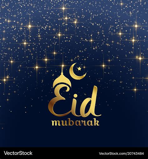 Eid mubarak festival card with stars and sparkles Vector Image