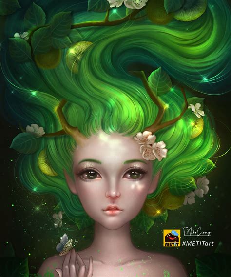 Girl portrait of kiwi fruit- Nekocuong, NekoCuong on ArtStation at https://www.artstation.com ...