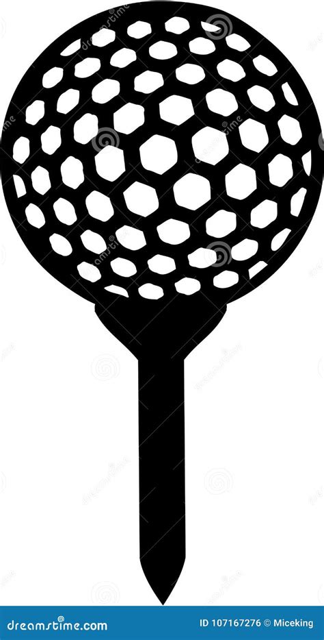 Golf Ball on Tee stock vector. Illustration of silhouette - 107167276