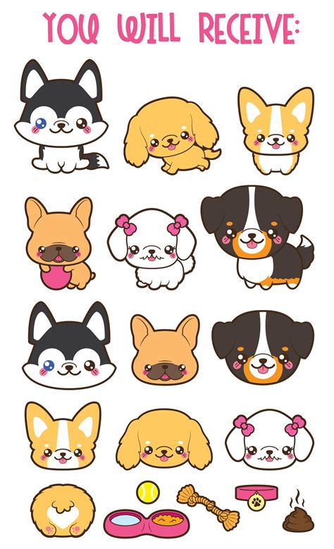 Kawaii dog clipart cute dog clipart dog breeds clipart | Etsy | Cute ...