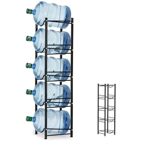 5 Tier Black Water Cooler Jug Rack, 5 Gallon Water Jug Holder Heavy Duty Storage Rack - Walmart ...