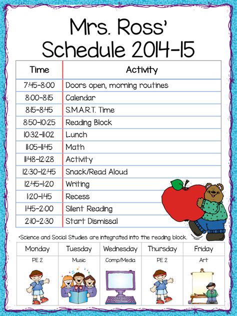 Class Schedule Template Kindergarten Five Unconventional Knowledge ...