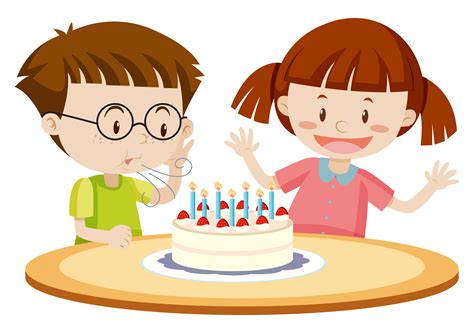 Kids blowing cake on birthday 430792 Vector Art at Vecteezy