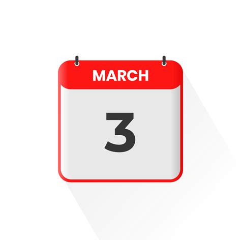 3rd March calendar icon. March 3 calendar Date Month icon vector ...