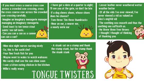 Tongue Twisters: 65 Popular Tongue Twisters to Improve Your Pronunciation - English Study Online