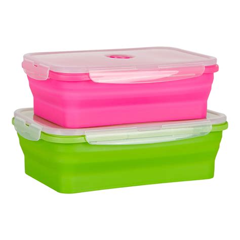 Flat Stacks - Collapsible Silicone Food Storage Containers | Food storage containers, Plastic ...