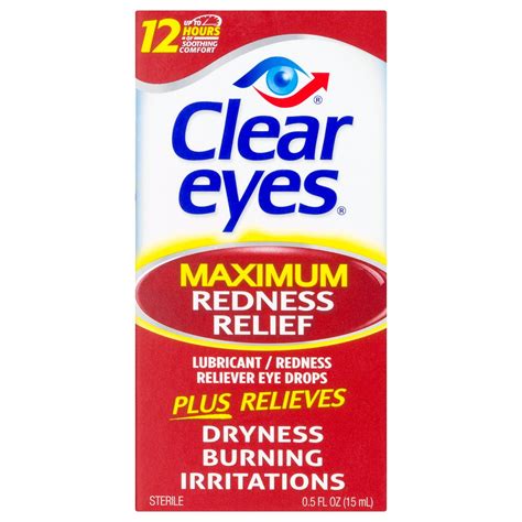 Clear Eyes Eye Drops Maximum Redness Relief, 0.5 fl oz - Walmart.com - Walmart.com