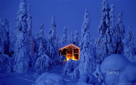 🔥 Download Bing Highlighted House In Deep Snowy Forest Wallpaper by ...