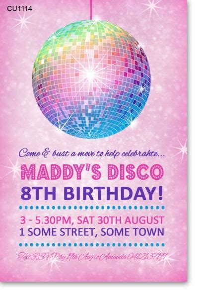 CU1114 - Girls disco Party Birthday Invitation | Disco birthday party, Dance party birthday ...