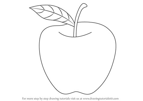 Learn How to Draw an Apple for Kids (Fruits) Step by Step : Drawing Tutorials