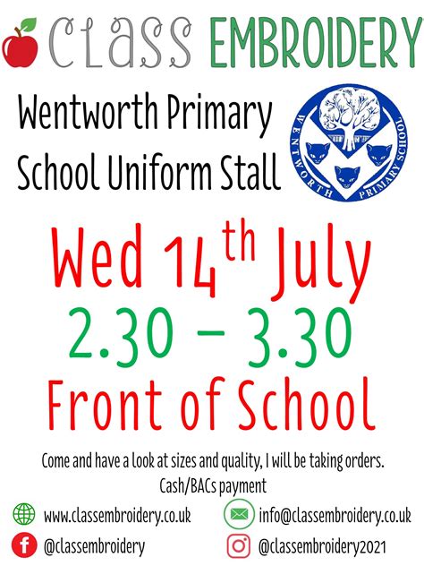 Wentworth Primary School Uniform Shop – Class Embroidery