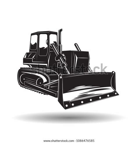 Heavy Bulldozer Machine Monochrome Icon On Stock Vector (Royalty Free) 1086476585 | Shutterstock