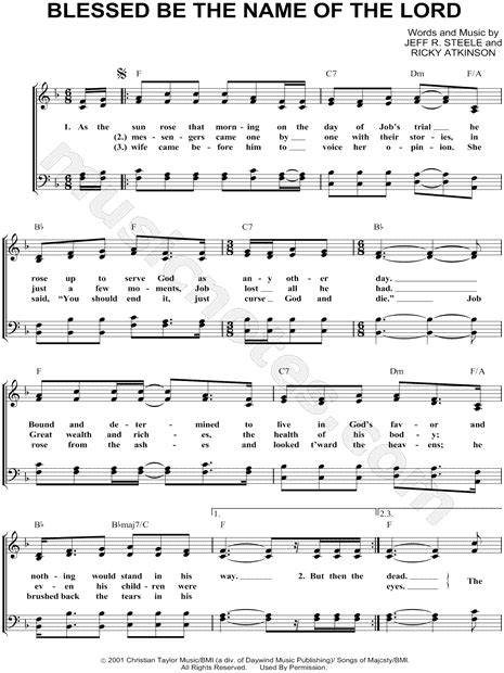 Tony Gore "Blessed Be the Name of the Lord" Sheet Music in F Major - Download & Print - SKU ...