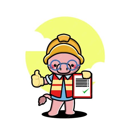 Premium Vector | Cute pig construction worker cartoon