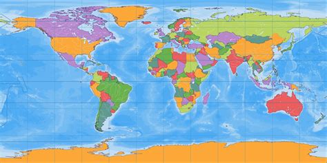 mapa político del mundo en blanco proyección equirrectangular 12819946 Vector en Vecteezy